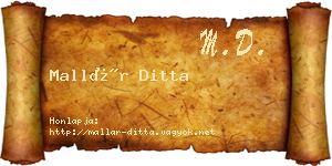 Mallár Ditta névjegykártya